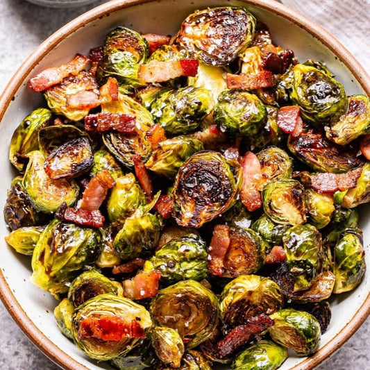 Honey Bacon Balsamic Brussels Sprouts